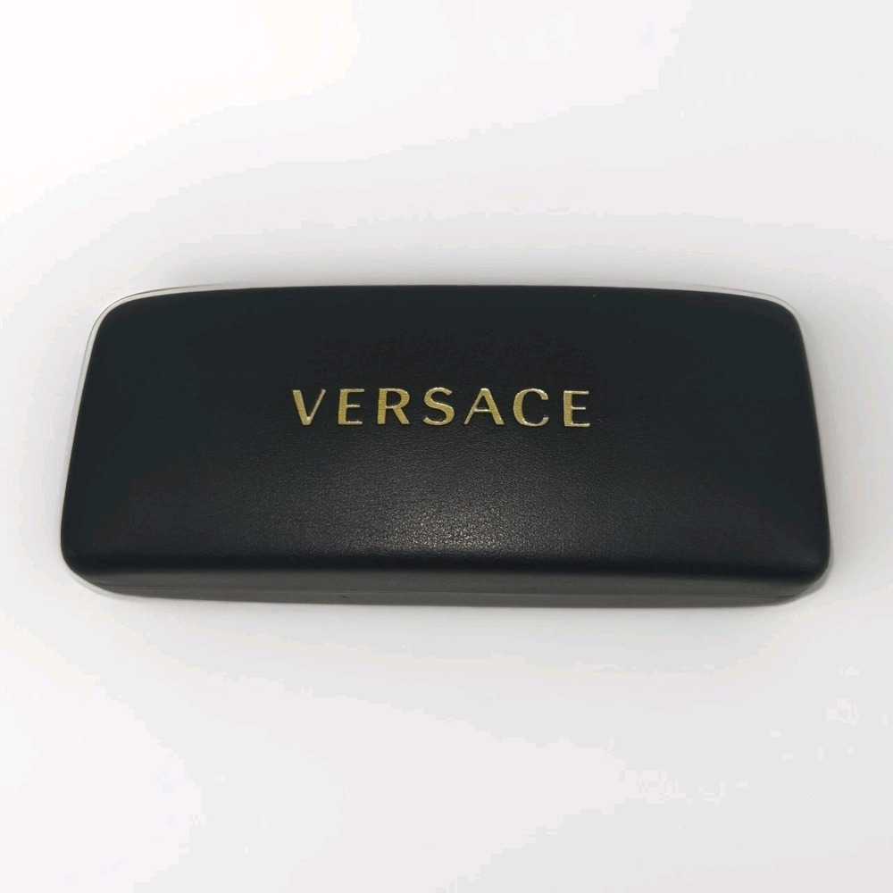 Versace Glasses Case Black Hard Shell Gold Logo 2 1/2"x6"x1 1/2" Small Damage